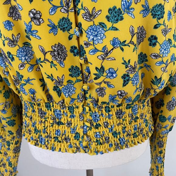 Scripted V-Neck Yellow Floral Blouse Sz L - Picture 2 of 6